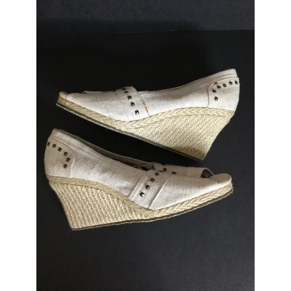 Skechers Women's Espadrille Open Toe Wedge Heel Platform Sandal Slip On Size 8.5